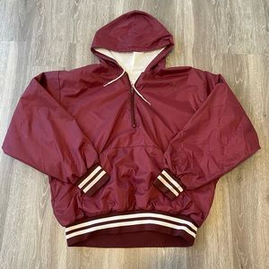 L maroon varsity windbreaker